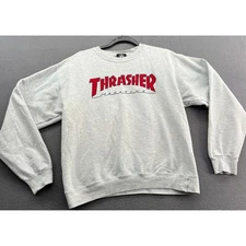 VTG Thrasher Magazine Logo Sweatshirt Mens Sz S Light Gray Crewneck Pullover