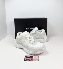 Size 40.5W - Chanel CC Logo Cream/White Sneakers   RETAIL 950 