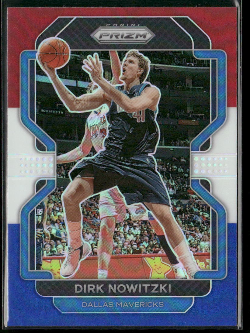 2021-22 Panini Prizm Red White and Blue Dirk Nowitzki #289 Dallas Mavericks