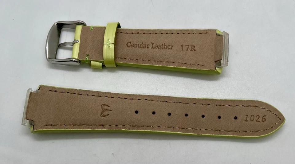 Новый ремешок для часов TECHNOMARINE натуральная кожа 17 мм ушки желтый/зеленый с подкладкой - Изображение 4 из 4