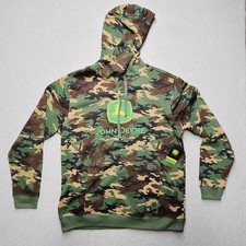 John Deere Hoodie Men's M Medium Core Camo Logo Sweatshirt Outdoor Hunting Farm