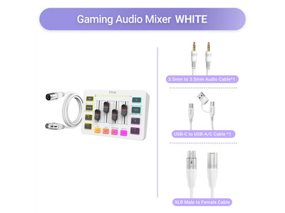 FIFINE SC3 Gaming Audio Mixer with XLR Cable Bundle, Streaming RGB PC Mixer with