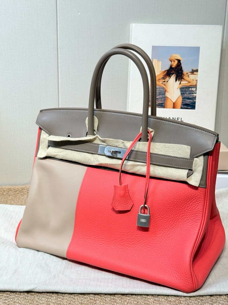 Hermes Club Birkin 35 Tricolor Etoupe Rose Jaipur Gris Tourterelle