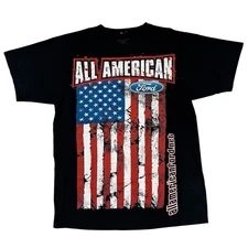 Ford Motor Company All American Flag Logo Double Sided Men’s Size Large Cars