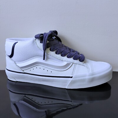 Vans Women's Knu Mid Leather/Textile Sneaker with Utility Lace in Sporty White