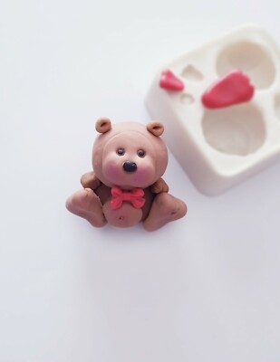 Silicone Mould Bear Silikonform Teddybär Set Fondant, Resin, Fimo, Chocolate