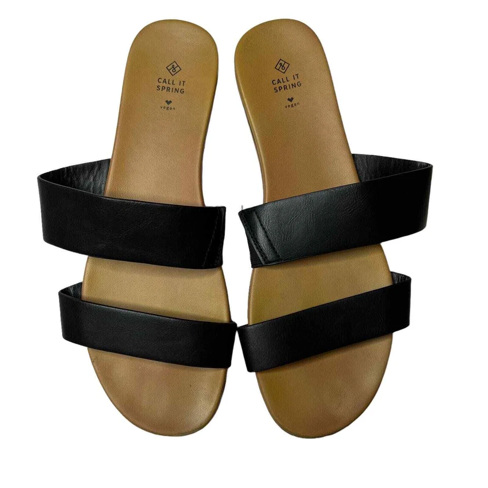 Call It Spring Double Strap Flat Vegan Sandal Size 6.5 - Image 2 of 4