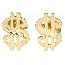 14K Gold Dollar Sign Earrings 5mmX8mm
