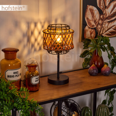 Nacht Tisch Lampe Boho Lese Leuchte Wohn Schlaf Raum Beleuchtung schwarz Bambus Nacht Tisch Lampe Boho Lese Leuchte Wohn Schlaf Raum Beleuchtung schwarz Bambus