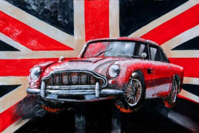 Aston Martin DB5 Sportwagen Union Jack Foto Bild Druck