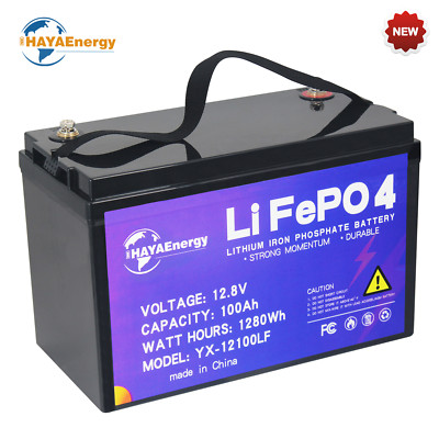 LiFePO4 12V 100Ah Lithium Battery BMS Solar Home RV/Camping Marine Backup Power