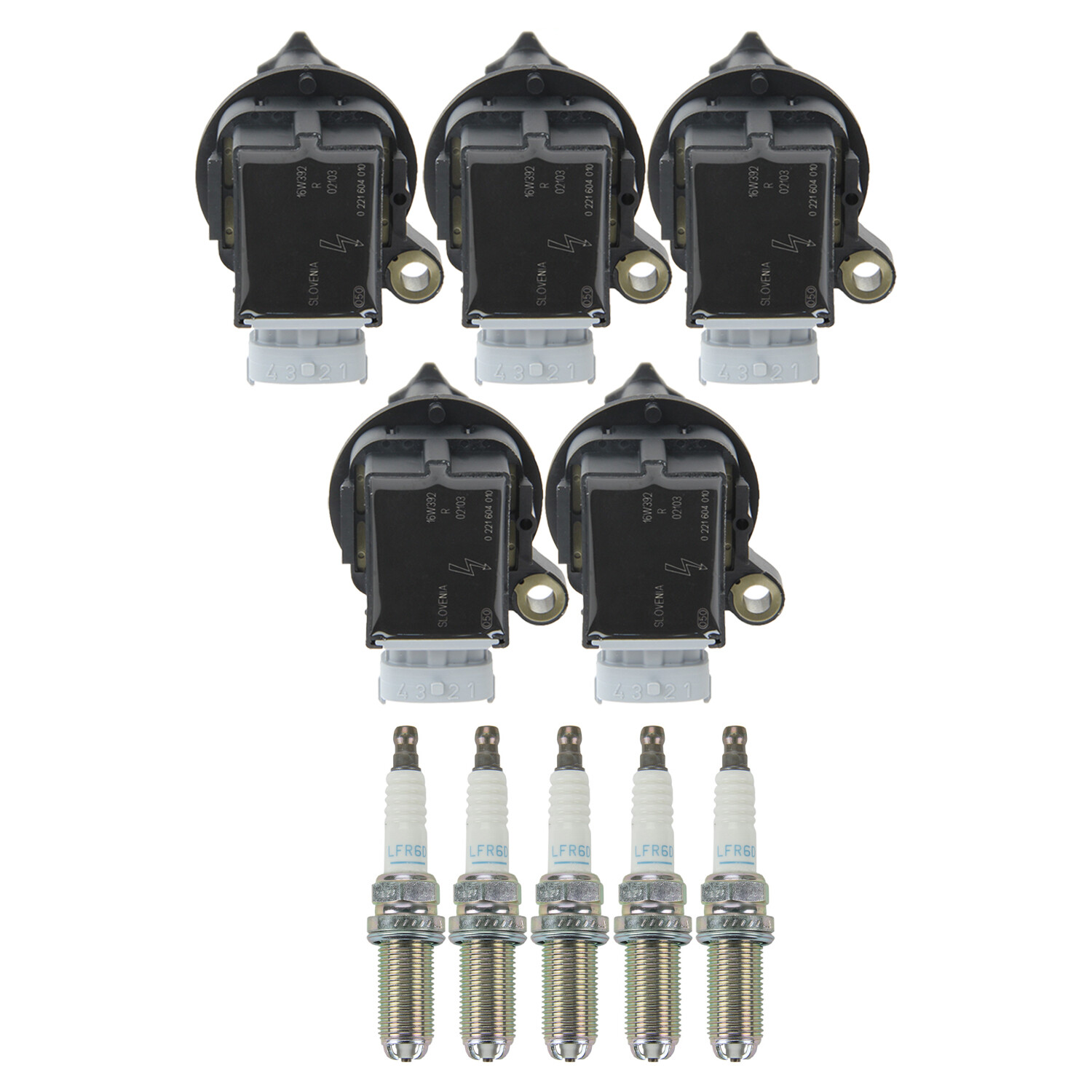 Bosch 5 Ignition Coil NGK 5 Standard Spark Plug Kit For C30 C70 S40 S60 V70 L5