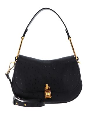 COCCINELLE Magie Ostrich Handbag Handtasche Noir schwarz
