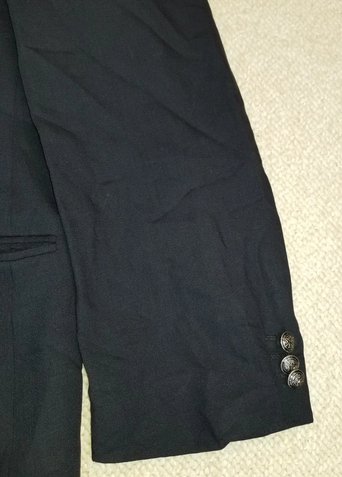 Blazer Hombre-EMANUEL UNGARO-azul Marino 100% Lana Forrado 3 Botones-52R Foto 3 de 4