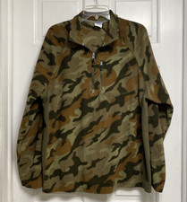 Vintage starter camouflage Fleece 1/4 Pullover Men's 42-44 Large Camo Green