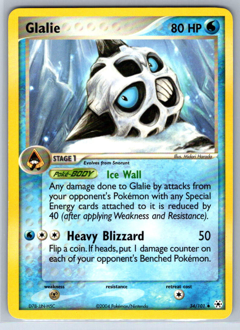 Pokemon Glalie EX Hidden Legends 34/101