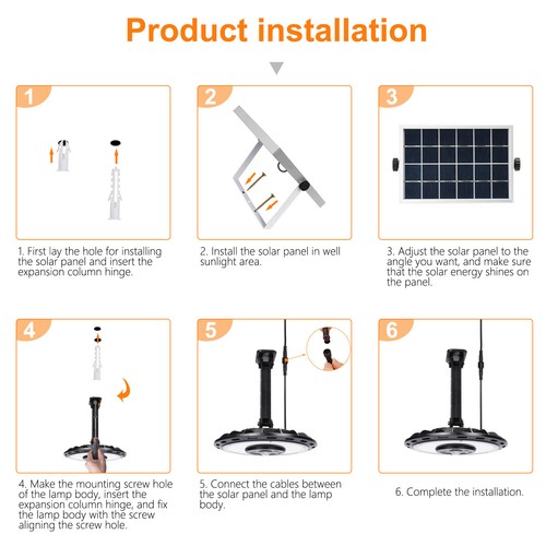 1200LM LED UFO Solarleuchte Außen Lampe Fluter Strahler Mit PIR Bewegungsmelder - Bild 7 von 11