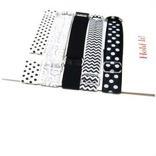 Adjustable Elastic Headband-Set of 5 Black, White, Silver