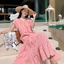 Vestito Abito Elegante Lungo Elegante Bohoo Chic Morbido Rosa Pizzo 69424