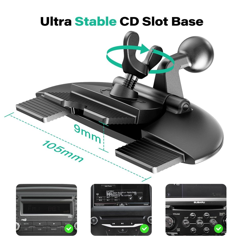 ICARMOUNT Replacement CD Slot Mount Base Car Phone Holder Part 17.2mm