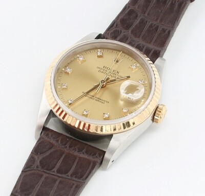 Rolex Datejust 36 Ref. 16233 Champagner Diamanten Zifferblatt - Lederarmband