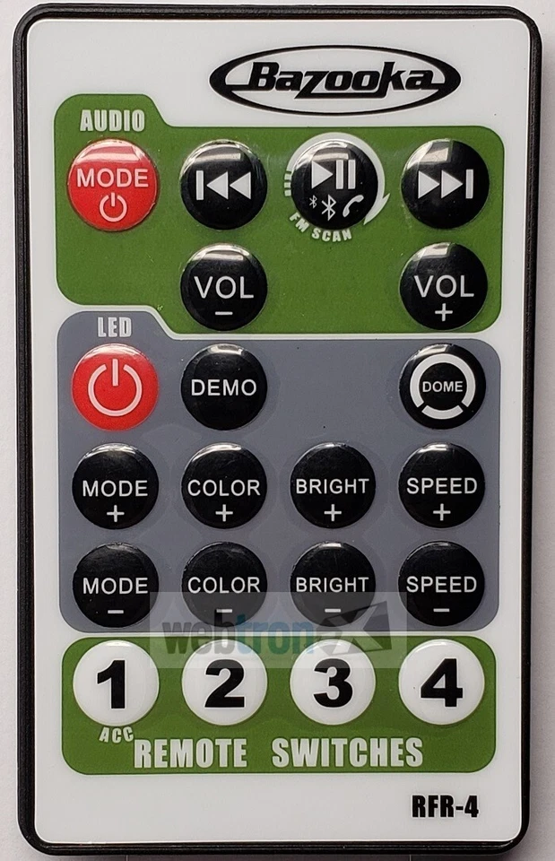 Bazooka RFR-BPB-G2 Party Bar Soundbar Remote RFR-4 BPB24-G2 BPB24-DS-G2 BPB36-G2