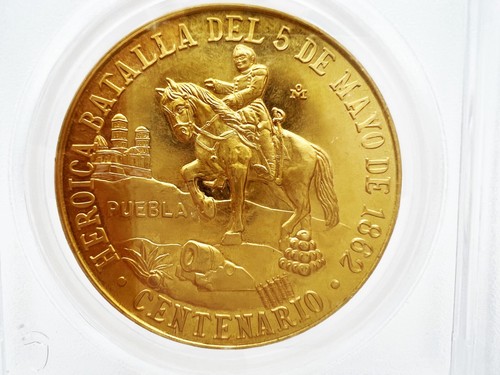 Mexico 1962 Cinco De Mayo Battle of Puebla 1862 Gold Medal PCGS SP67 - Picture 3 of 4