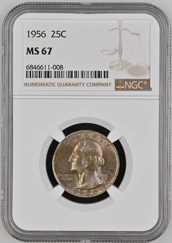 1956-P - Washington Quarter - NGC MS67 - TONED SUPERB GEM - RARE ANY FINER