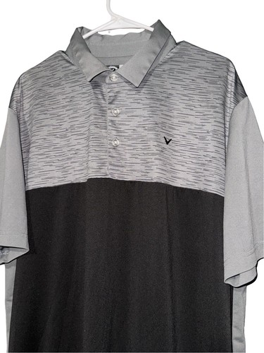 Callaway Golf Polo Shirt Opti-Dri Men’s XL Gray Black Performance Wicking