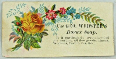 Geo Websters Borax Soap Small Victorian Trade Card 3 1/2'' x 1 1/2''