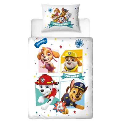 Paw Patrol Baby/Kinder Bettwäsche in Flanell/Biber 40x60 + 100x135 cm Baumwolle