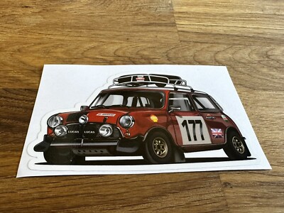 Classic Mini Cooper Cartoon Style Rally Car Sticker. | eBay UK