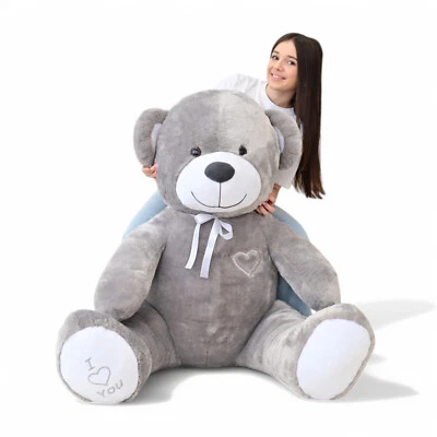 ODOLPLÜSCH Teddybär 190 cm XXL Teddy Riesen Stofftier Plüschtier BIG Groß grau-weiss