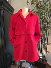 Vintage 80s Red Wool Coat Wm's Sz 10/12 Herman Kay US Union Made Lined