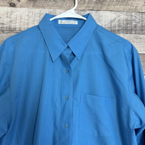 Foxcroft Shirt Top Damen Größe 16 faltenfrei pflegeleicht blau Knopfleiste - Bild 3 von 8