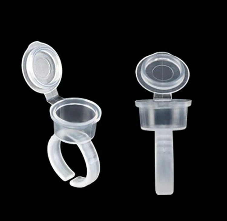 100Pcs Pigment Tattoo Ink Cup Ring Holder Permanent Microblading Eyebrow Makeup - product detail image 2
