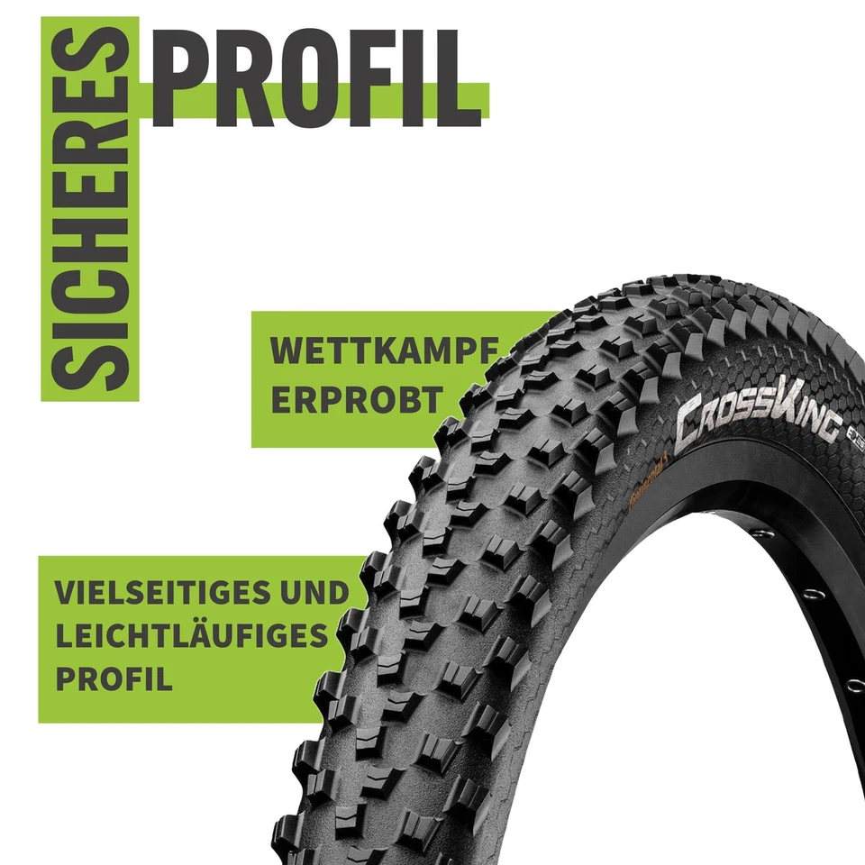 2x Continental CrossKing pneumatici bicicletta MTB nero 29x2,30 (58-622) tubo a scelta - Immagine 4 di 4