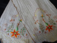 Vintage Irish Rayon Table runner embroidery each end - 40x10ins