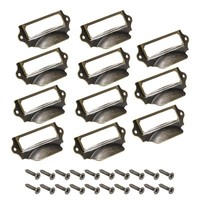 10 Etikettenhalter Griffe Eisen Etikettenrahmen SchubladenknöPfe Bronze 90X41Mm