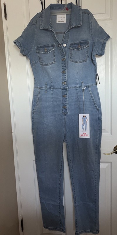 NWT Celebrity Pink Denim/Jean Short Sleeved Jumpsuit NEW