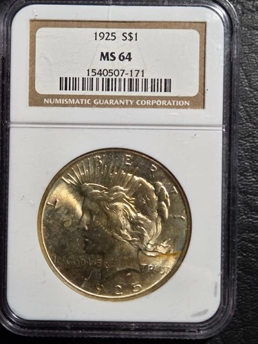 Beautiful 1925 Peace Silver Dollar NGC Graded MS 64