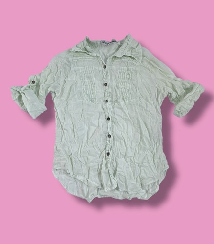 JP And Mattie Size Small Mint Green Cotton Embroidered Button Up