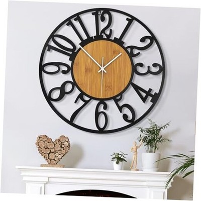 Large Wall Clock for Living Room Decor, 24 24inch Light Brown - Arabic Numbers