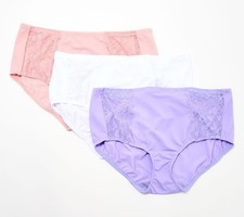 Breezies Set of 3 Soft Support Lace Brief Panties Fashion 1X New
