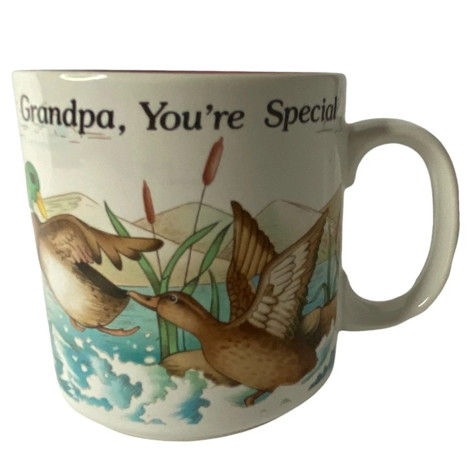 Taza de café vintage Russ Duck Grandpa blanco estampado animal abuelo eres especial Foto 2 de 4