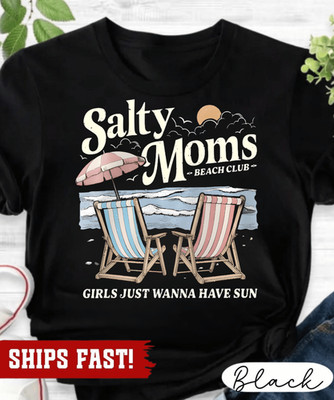 Salty Moms Beach Club Shirt, Summer Vacation Tee, Aesthetic Beach Shirt, Girls T