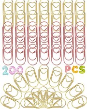 200 Pcs Gold Love Heart Shaped Paper Clips, 0.8inch Small Paper Clips for Fun...