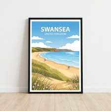 Swansea Wales Travel Poster Wall Art Print Holiday Gift