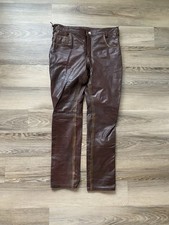 Vintage Faux Leather Pants Women's Size L The 1970s Straight Red Vegan