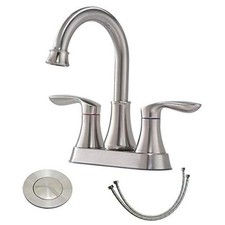 Lead-Free Modern Commercial Two Handle Bathroom Faucet 3 Brushed Nickel